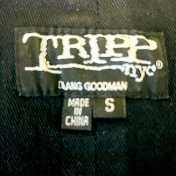 Tripp NYC Black denim jacket blazer long Military band coat cord embroidery US S - Picture 16 of 16